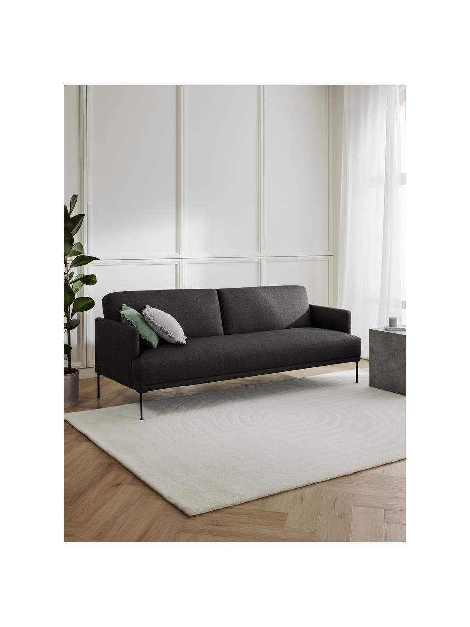 Rozkládací pohovka s kovovými nohami Fluente (3místná), Tmavě šedá, Š 220 cm, V 86 cm