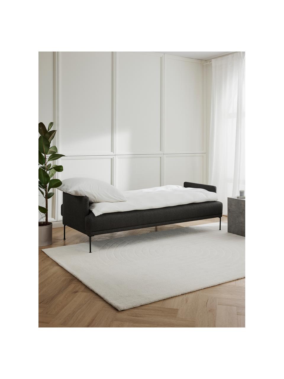 Schlafsofa Fluente (3-Sitzer), Bezug: 80 % Polyester, 20 % Rami, Gestell: Massives Kiefernholz, FSC, Füße: Metall, pulverbeschichtet, Webstoff Anthrazit, B 220 x T 88 cm