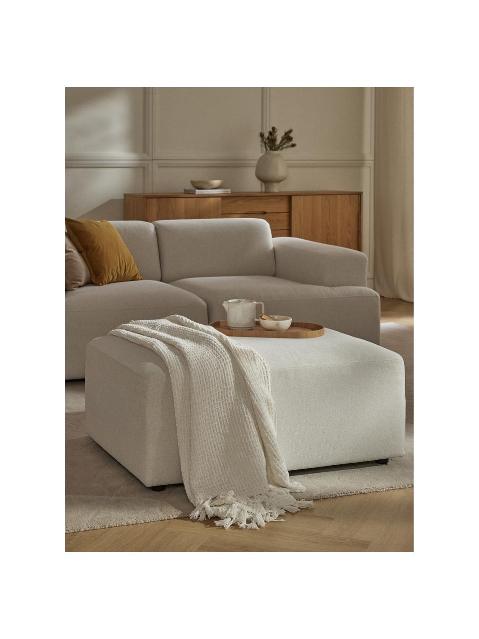 Hocker Melva, B 99 x T 72 cm, Bezug: 100 % Polyester Der strap, Gestell: Massives Kiefern- und Fic, Webstoff Off White, B 99 x T 72 cm