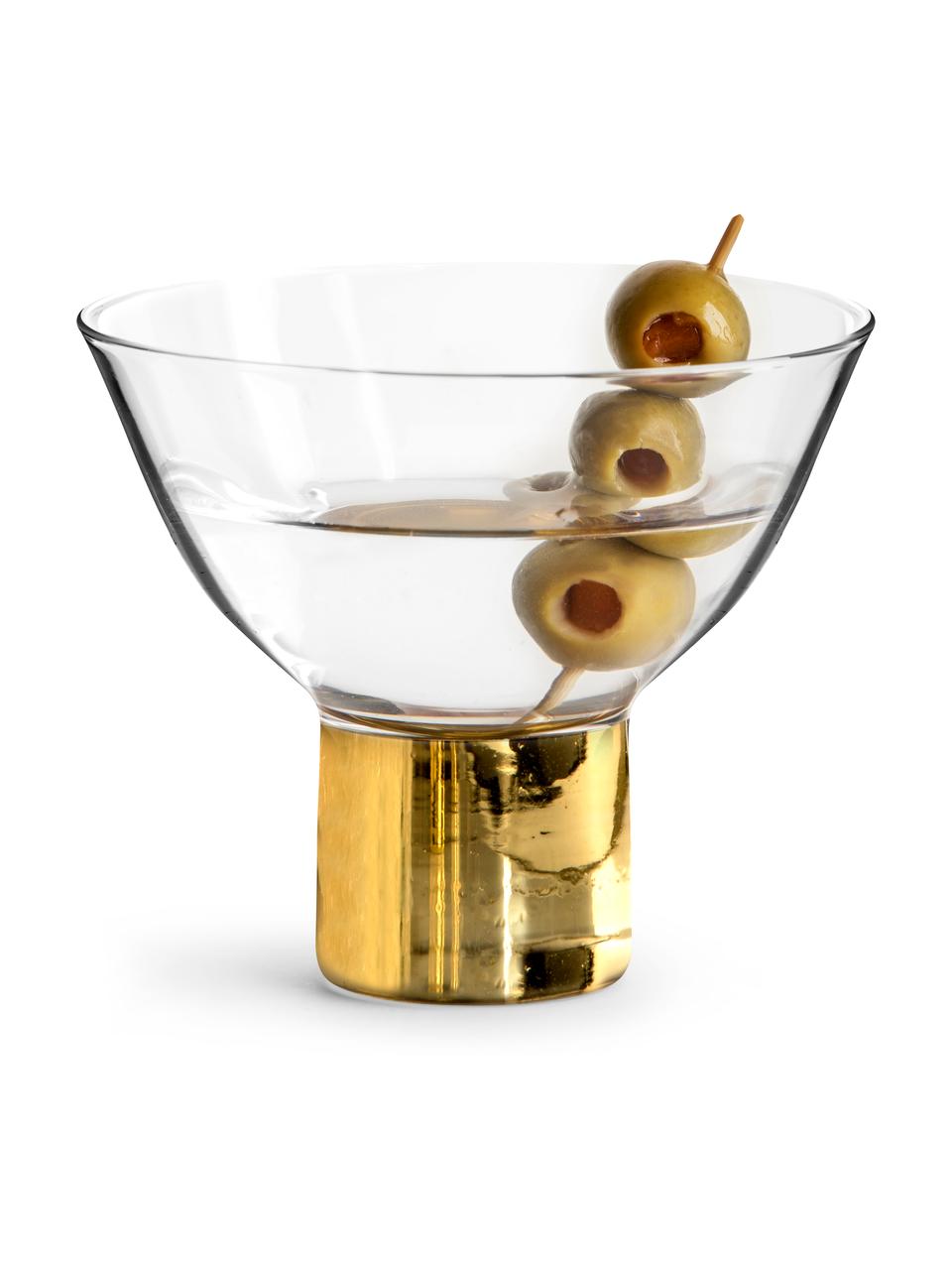 Kokteilové poháre so zlatým podstavcom Club, 2 ks, Priehľadná, odtiene zlatej