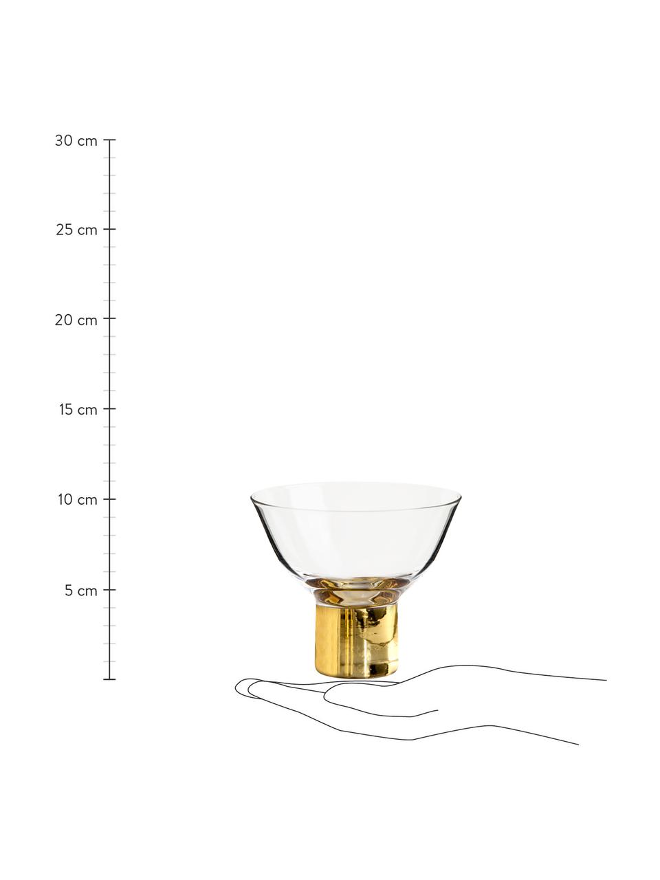 Bicchiere cocktail trasparente/dorato Club 2 pz, Vetro soffiato, Trasparente, dorato, Ø 10 x Alt. 9 cm