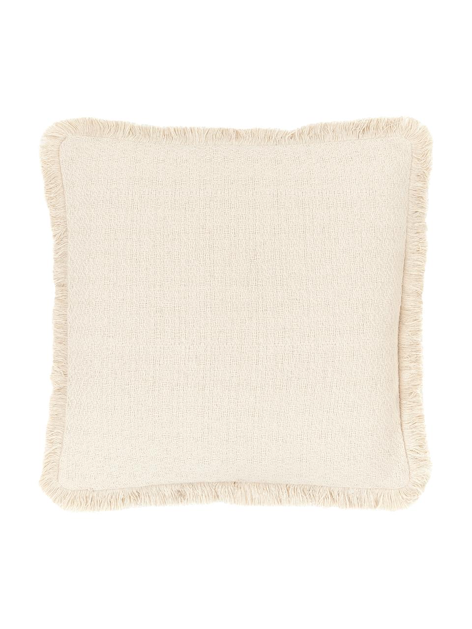 Povlak na polštář s ozdobnými třásněmi Lorel, 100% bavlna, Béžová, Š 40 cm, D 40 cm
