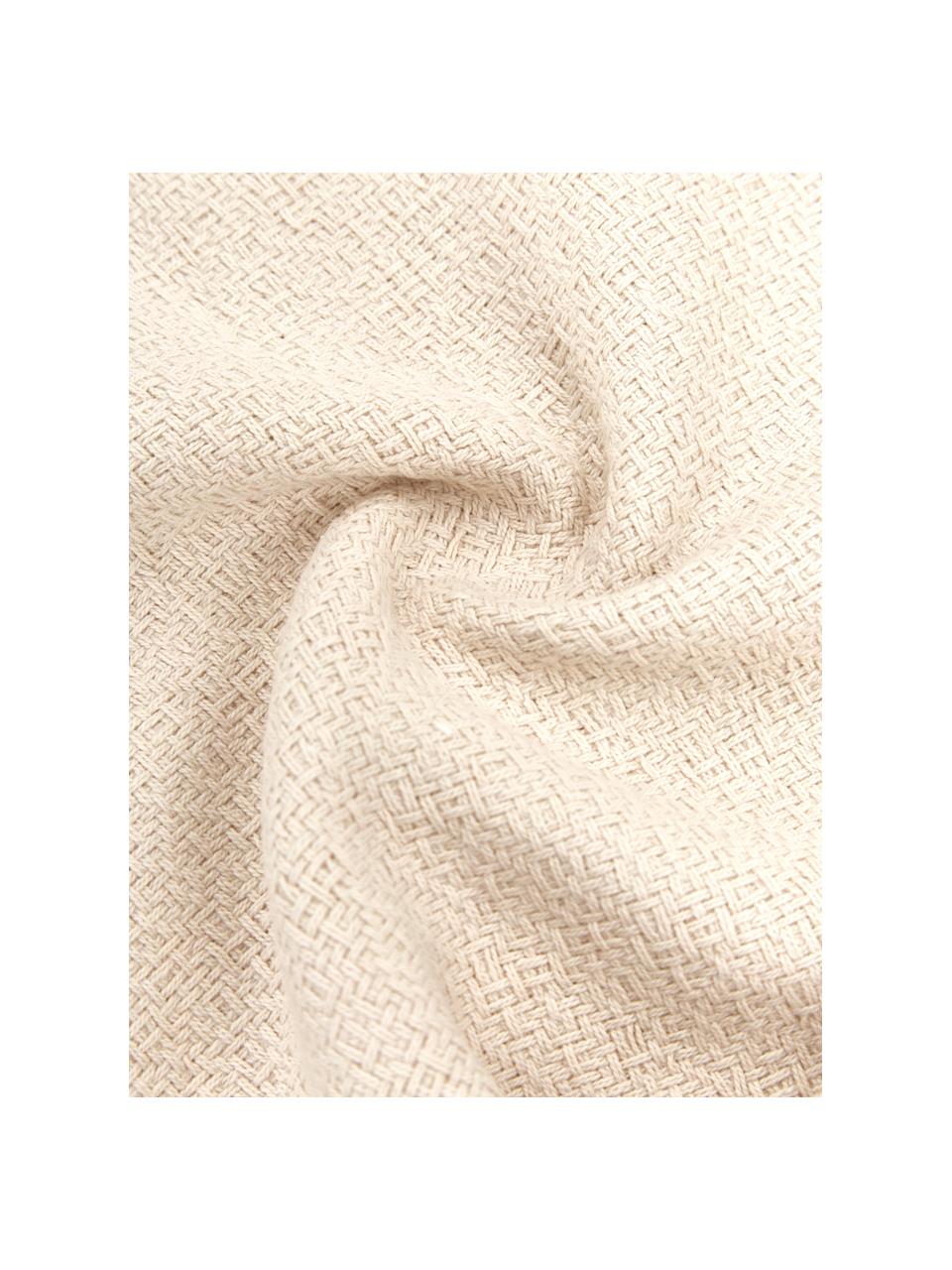 Kussenhoes Lorel in beige met decoratieve franjes, 100% katoen, Beige, B 40 x L 40 cm