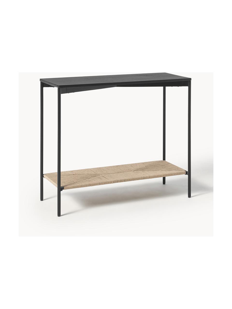 Consola de madera de mango maciza June, Estructura: metal recubierto, Negro, beige, An 90 x Al 77 cm