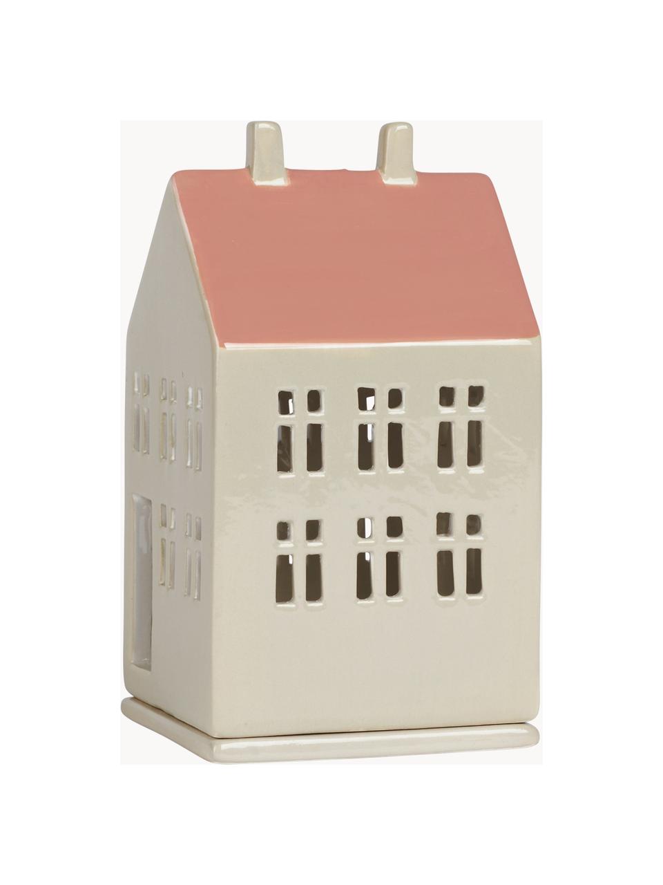 Maison lumineuse en céramique Bo, Céramique, Beige clair, pêche, larg. 8 x haut. 15 cm