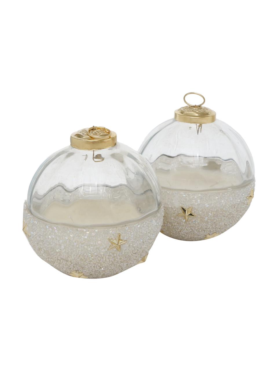 Set de velas perfumadas Arlington (granada y arándano), 2 pzas., Recipiente: vidrio, pintado, Transparente, dorado, blanco, Ø 10 cm x Al 10 cm
