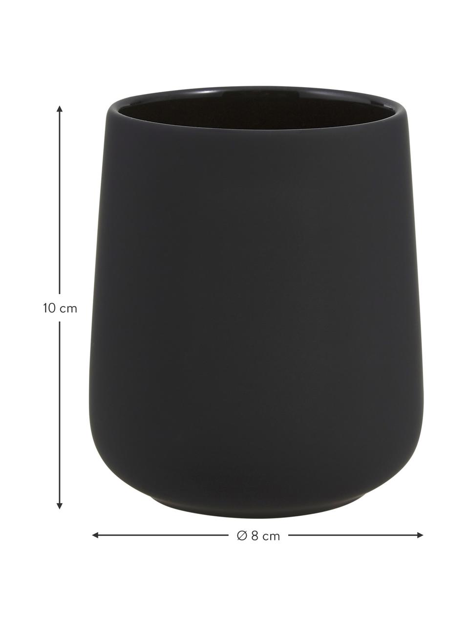 Vaso cepillo de dientes Nova One, Porcelana, Negro, Ø 8 x Al 10 cm