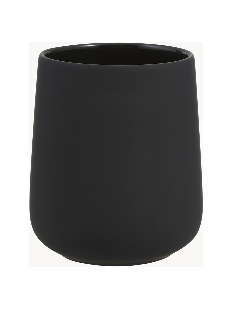 Vaso cepillo de dientes Nova One, Porcelana, Negro, Ø 8 x Al 10 cm