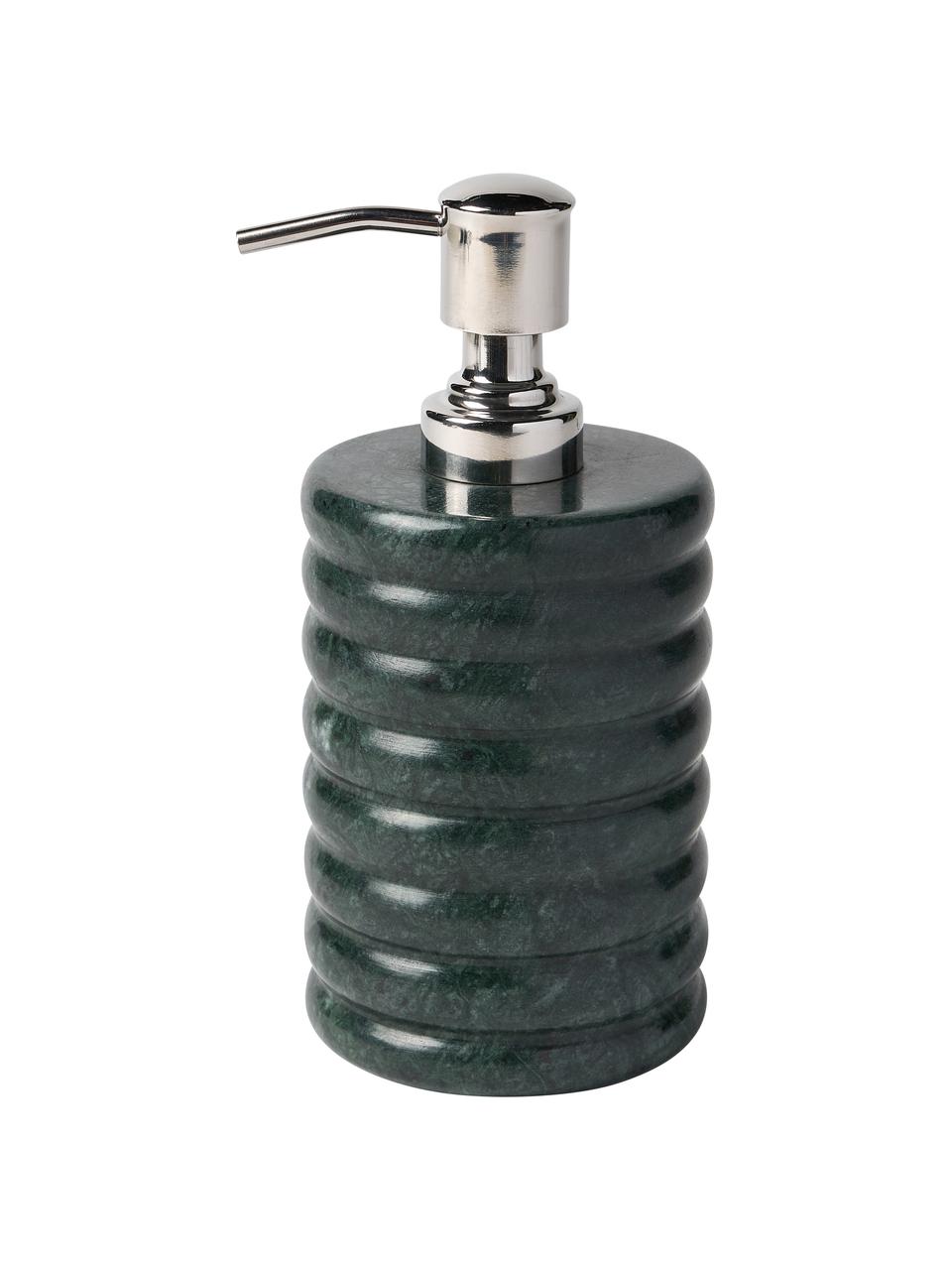 Dispenser sapone in marmo Orta, Contenitore: marmo, Testa della pompa: plastica, Verde marmorizzato, Ø 8 x Alt. 17 cm