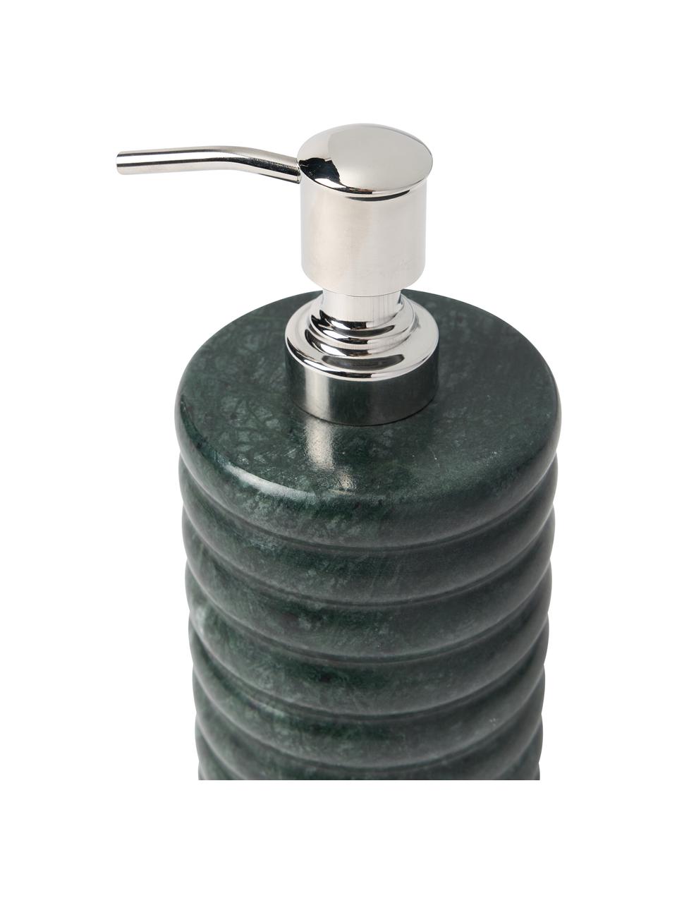 Marmeren zeepdispenser Orta, Houder: marmer, Pompje: kunststof, Groen, gemarmerd, Ø 8 x H 17 cm