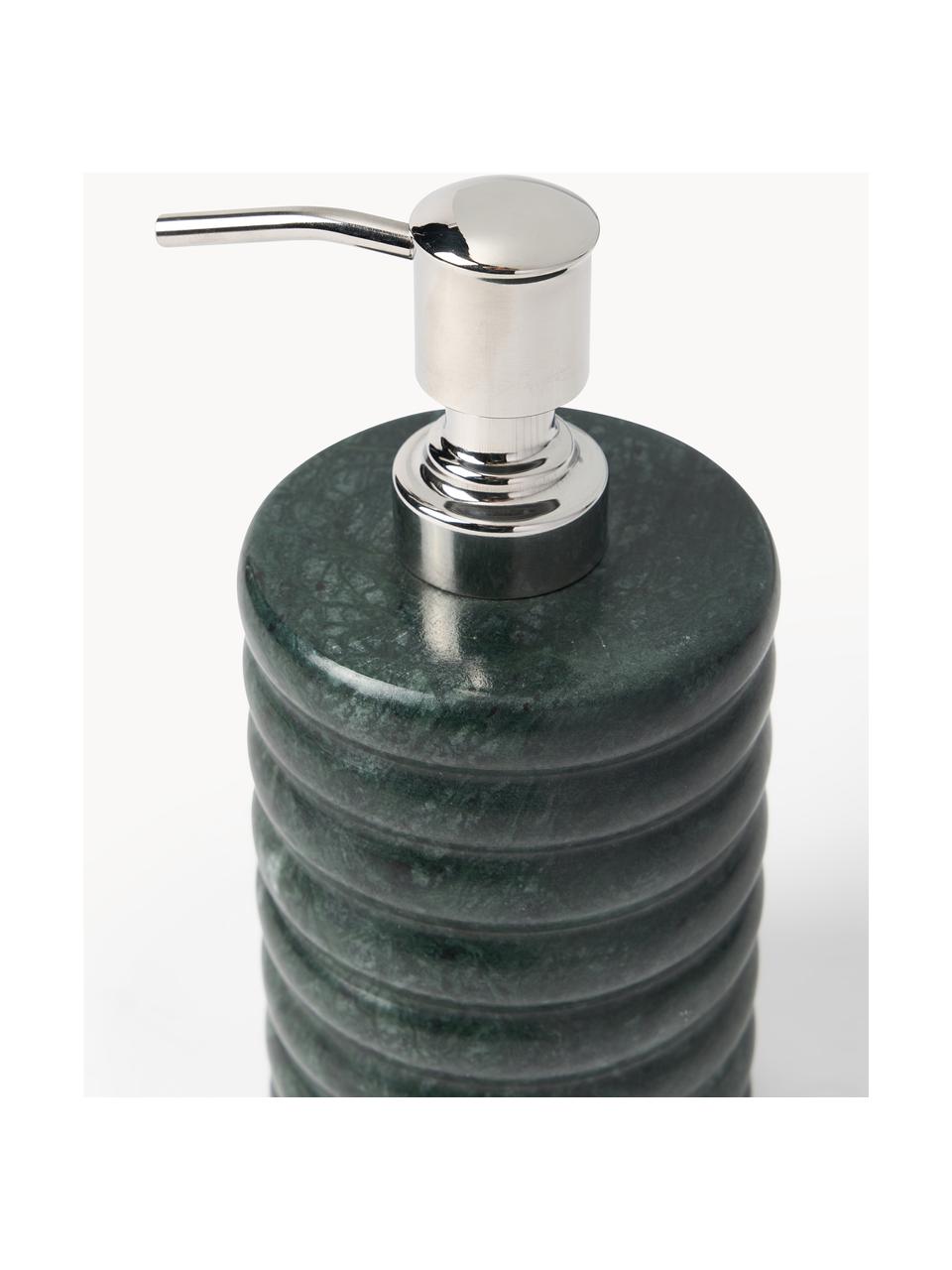 Dispenser sapone in marmo Orta, Contenitore: marmo, Testa della pompa: plastica, Verde marmorizzato, Ø 8 x Alt. 17 cm