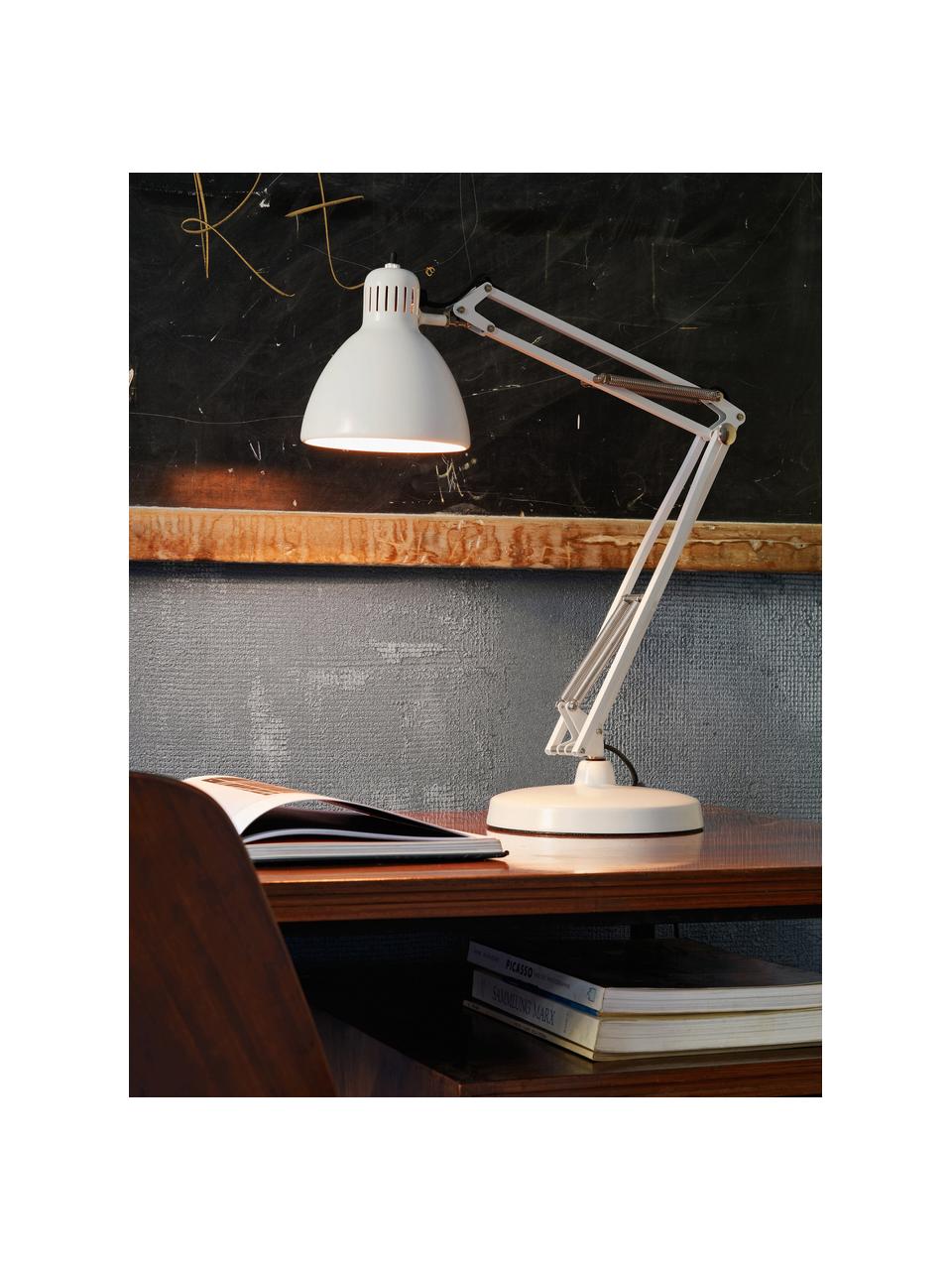 Lampe de bureau artisanale Naska, Blanc, larg. 30 x haut. 45 cm