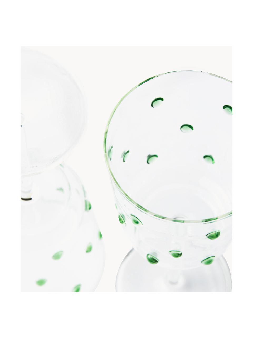 Mondgeblazen wijnglazen Nob van borosilicaatglas, 2 stuks, Borosilicaatglas, mondgeblazen, Transparant, groen, Ø 9 x H 20 cm, 350 ml