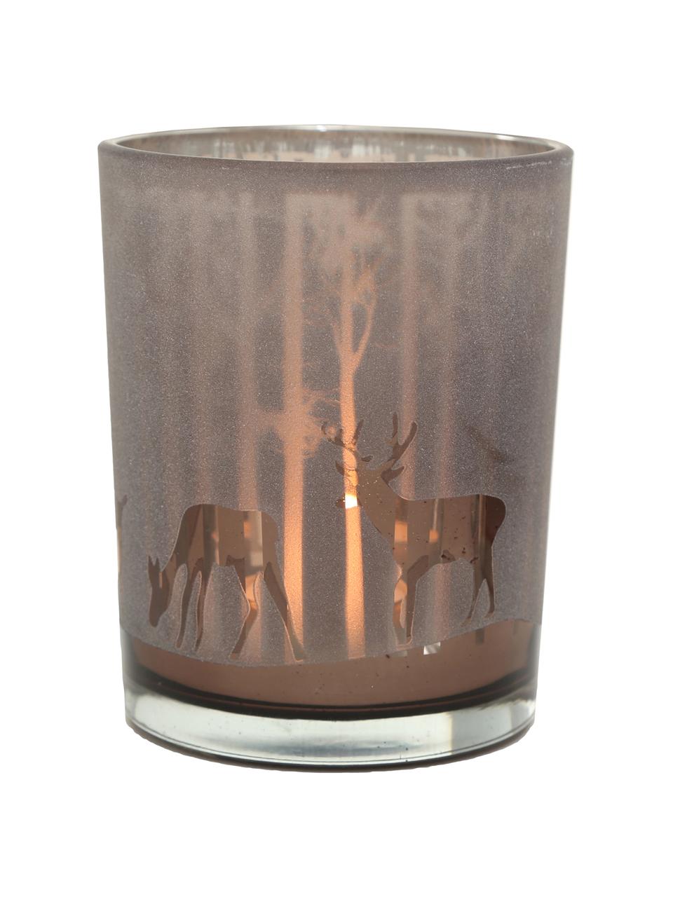 Sada svícnů na čajové svíčky Colorado, 2 díly, Lakované sklo, Tmavě béžová, taupe, Ø 10 cm, V 12 cm