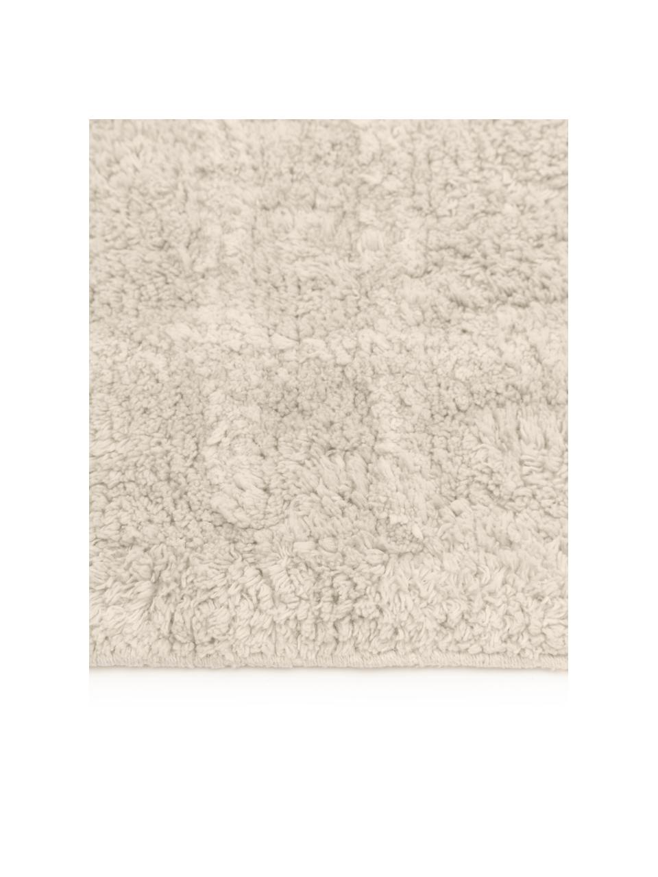 Ręcznie tuftowany dywan z bawełny z frędzlami Lines, Beżowy, kremowobiały, S 80 x D 150 cm (Rozmiar XS)