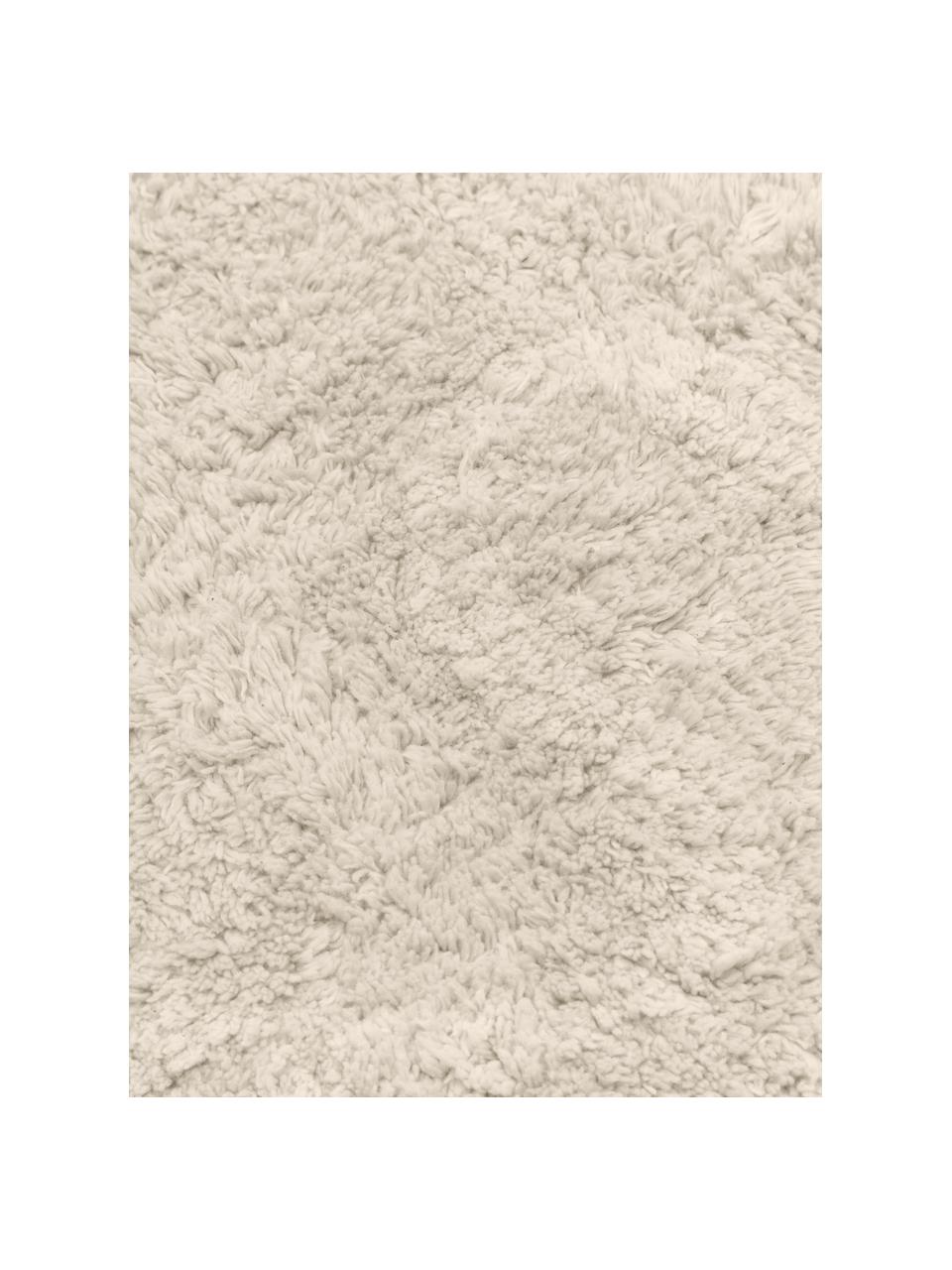 Alfombra artesanal de algodón con flecos Lines, Beige, blanco crema, An 80 x L 150 cm (Tamaño XS)