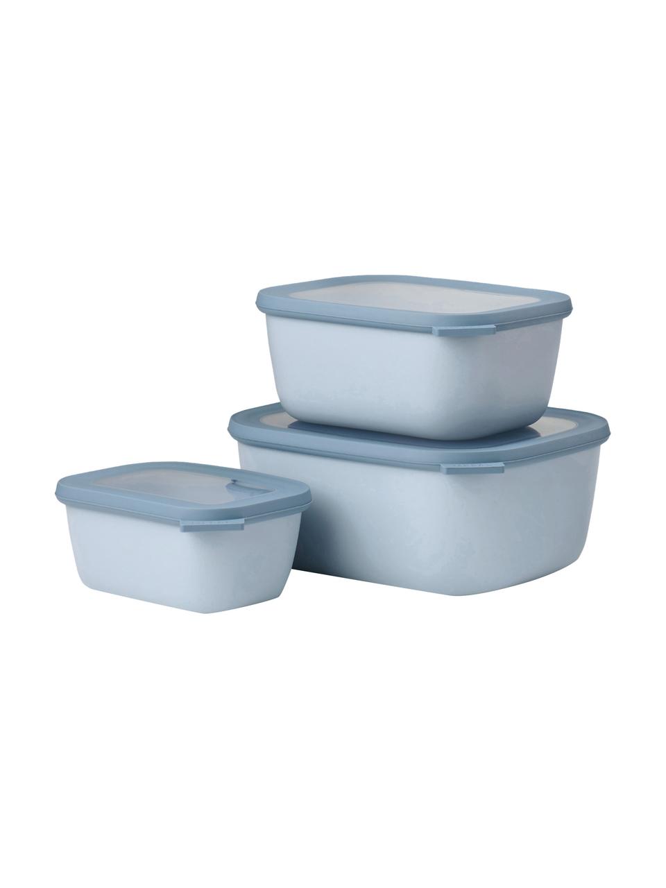 Opbergpotten Cirqula, set van 3, Polypropyleen (PP), Thermoplastische Elastomeren (TPE), BPA-vrij, Lichtblauw, Set met verschillende formaten