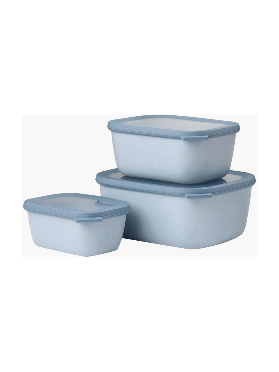 Aufbewahrungsboxen Cirqula, 3er-Set, Polypropylen (PP), Thermoplastische Elastomere (TPE), BPA-frei, Hellblau, 750 ml / 1.5 L / 3 L