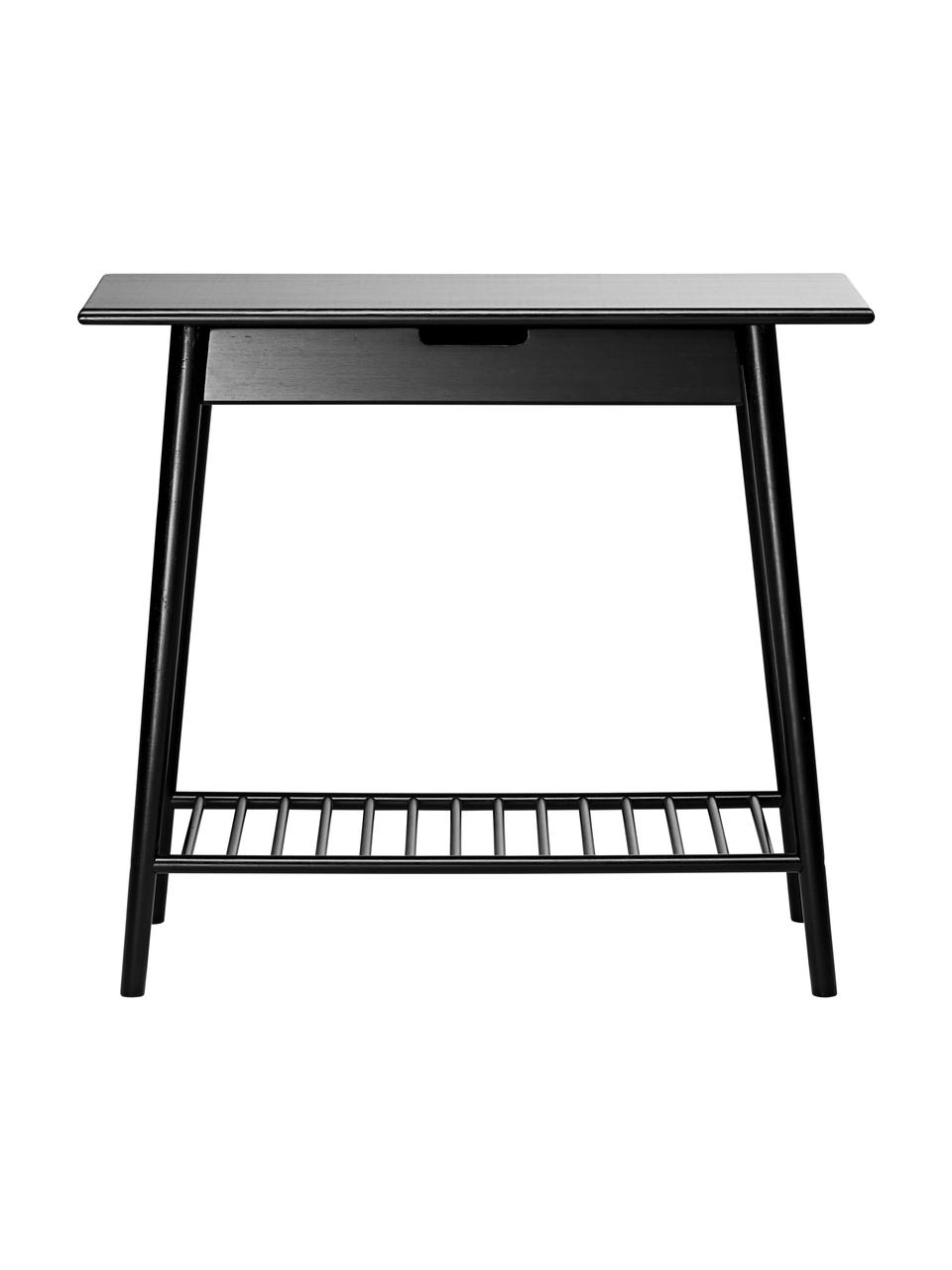 Bambus-Konsole Noble mit Schublade, Bambus, lackiert und karbonisiert, Schwarz, B 90 x T 32 cm