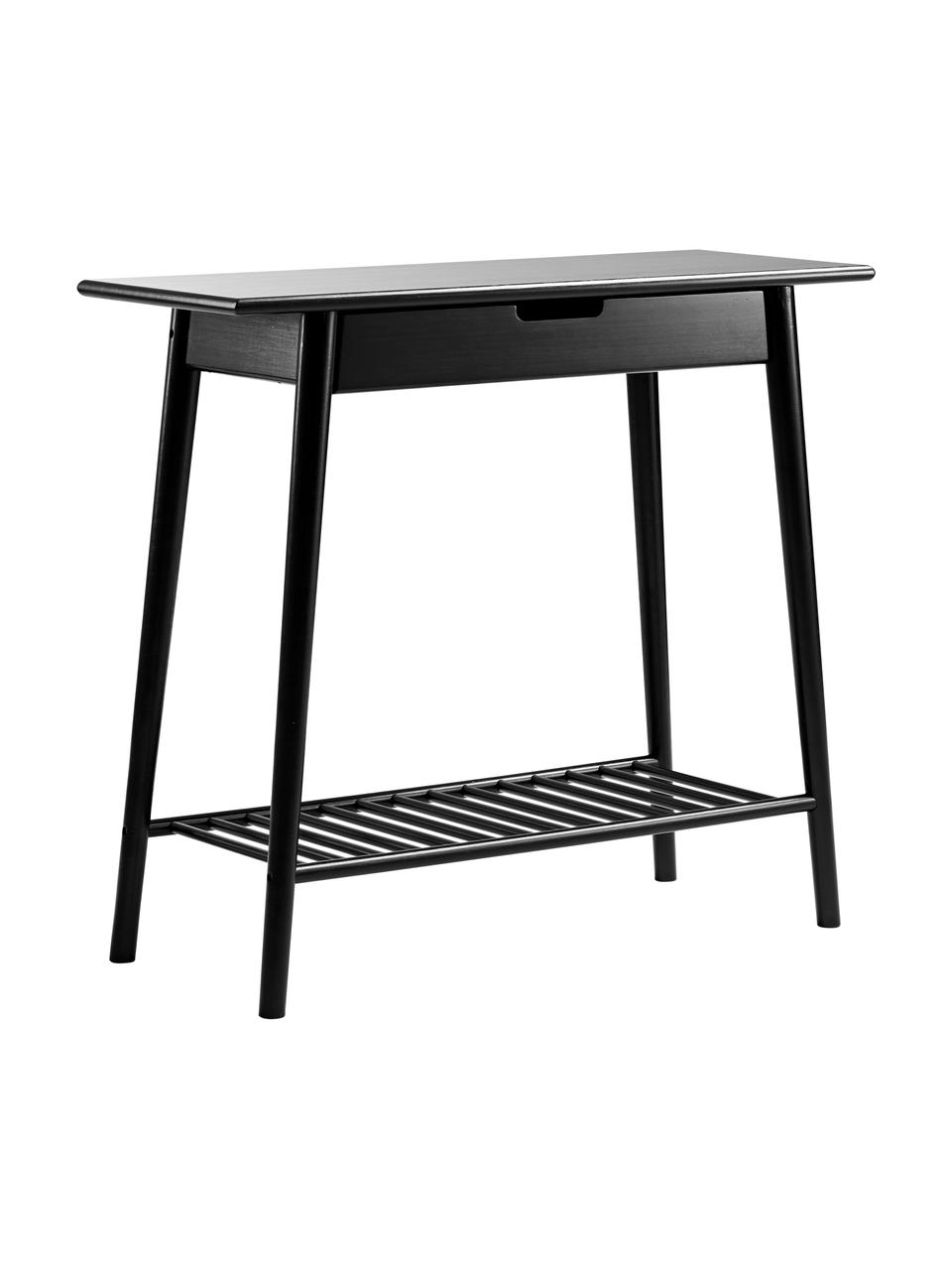 Bambusový konzolový stolek se zásuvkou Noble, Lakovaný a karbonizovaný bambus, Černá, Š 90 cm, V 32 cm