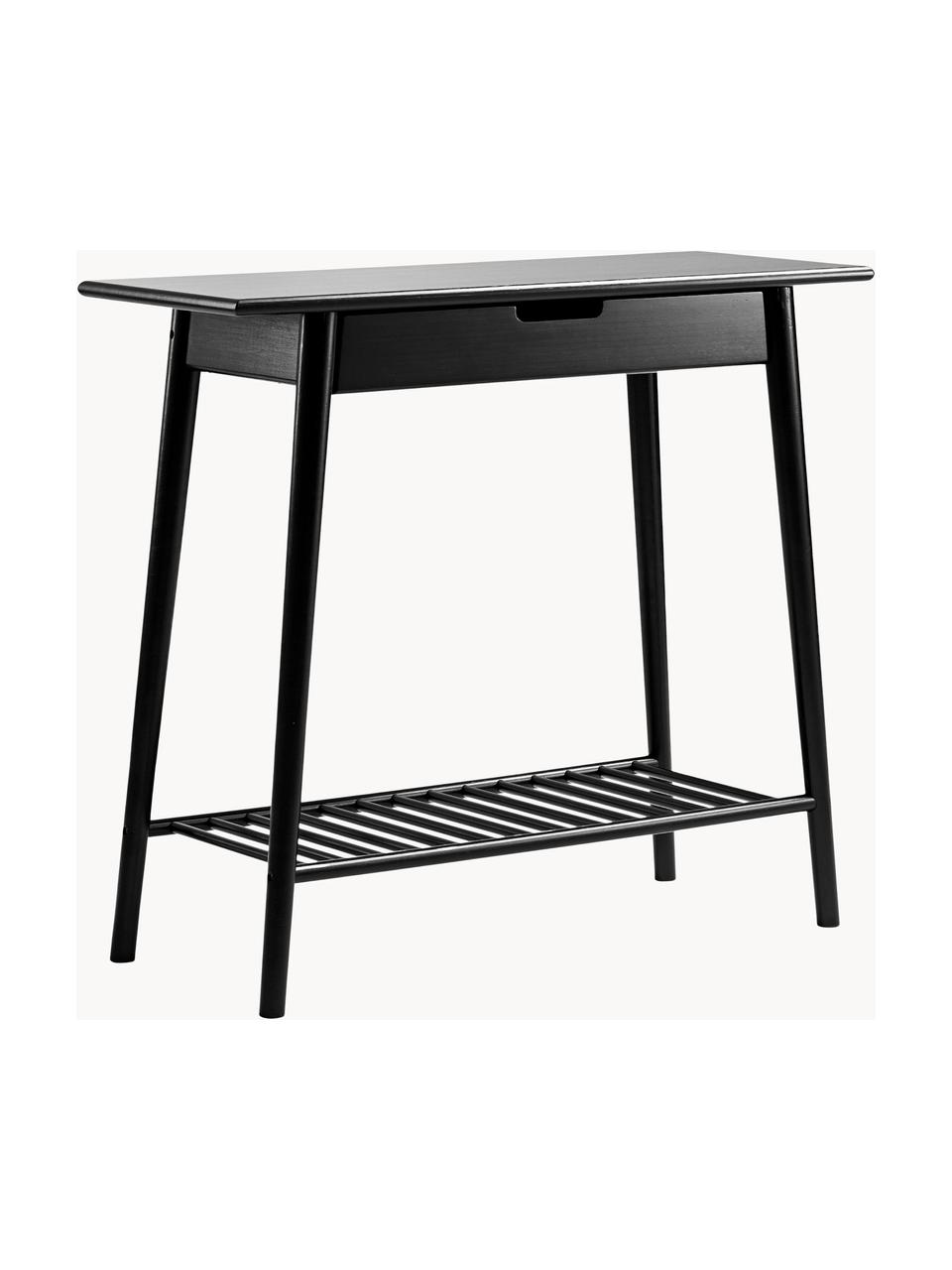 Bamboehouten sidetable Noble mey lade, Bamboehout, gelakt en gecarboniseerd, Zwart, B 90 x D 32 cm