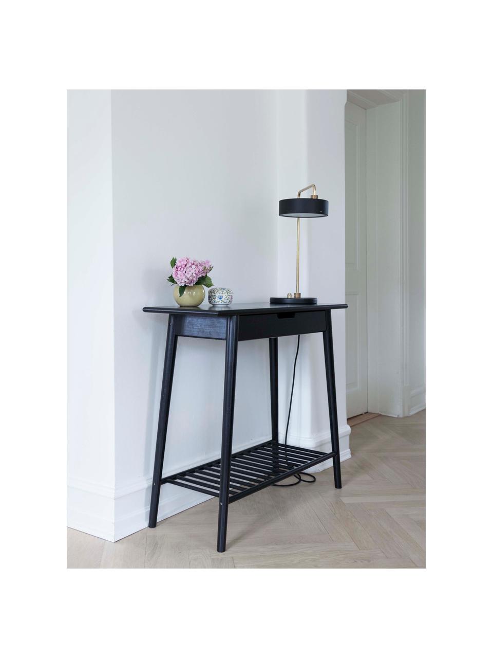 Bamboehouten sidetable Noble mey lade, Bamboehout, gelakt en gecarboniseerd, Zwart, B 90 x D 32 cm