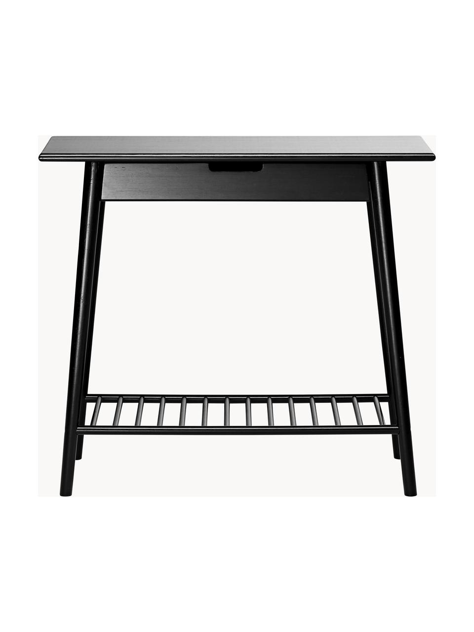 Console en bambou Noble, Bambou, laqué et carbonisé, Noir, larg. 90 x prof. 32 cm