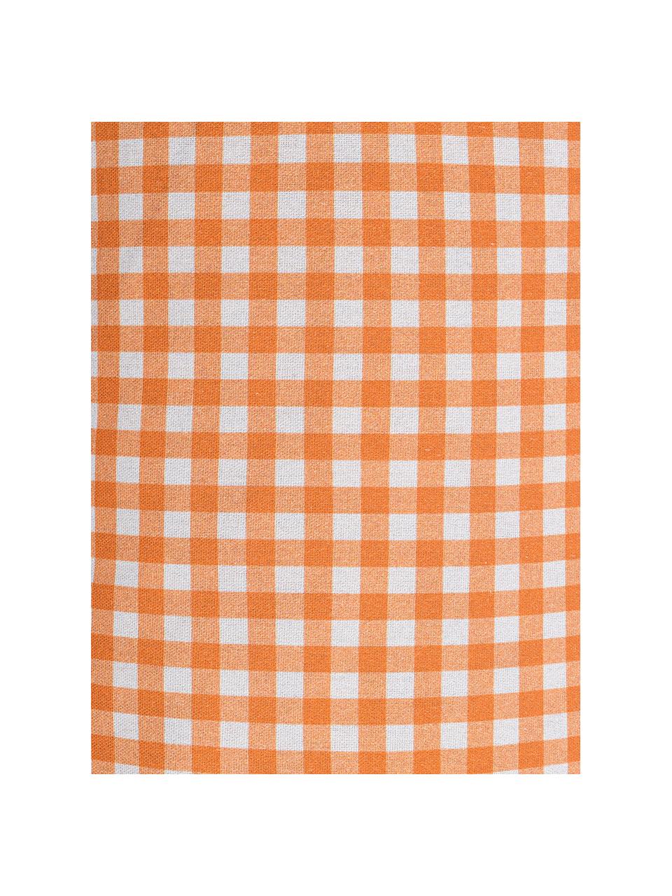 Geruite kussenhoes Picnic, Weeftechniek: half panama, Oranje, wit, 30 x 50 cm