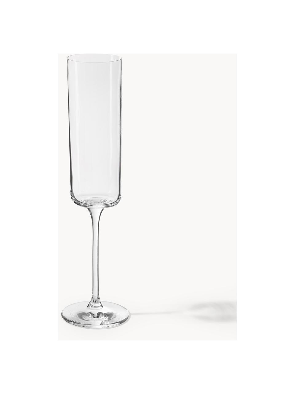 Kristall-Sektgläser Xavia, 4 Stück, Kristallglas, Transparent, Ø 6 x H 23 cm, 170 ml