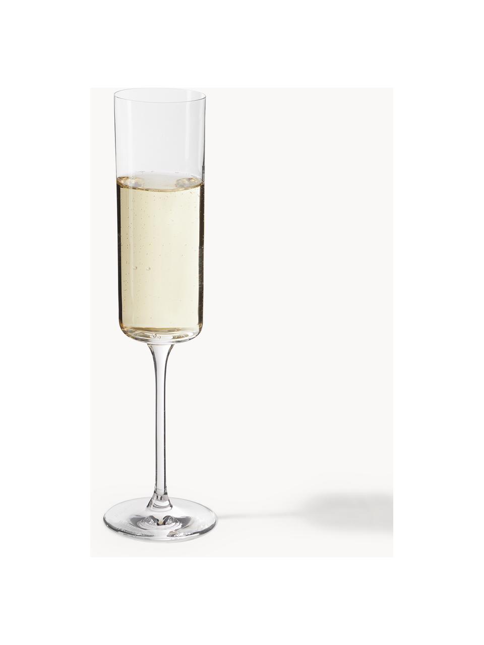 Kieliszek do szampana ze szkła kryształowego Xavia, 4 szt., Szkło kryształowe, Transparentny, Ø 6 x W 23 cm, 170 ml