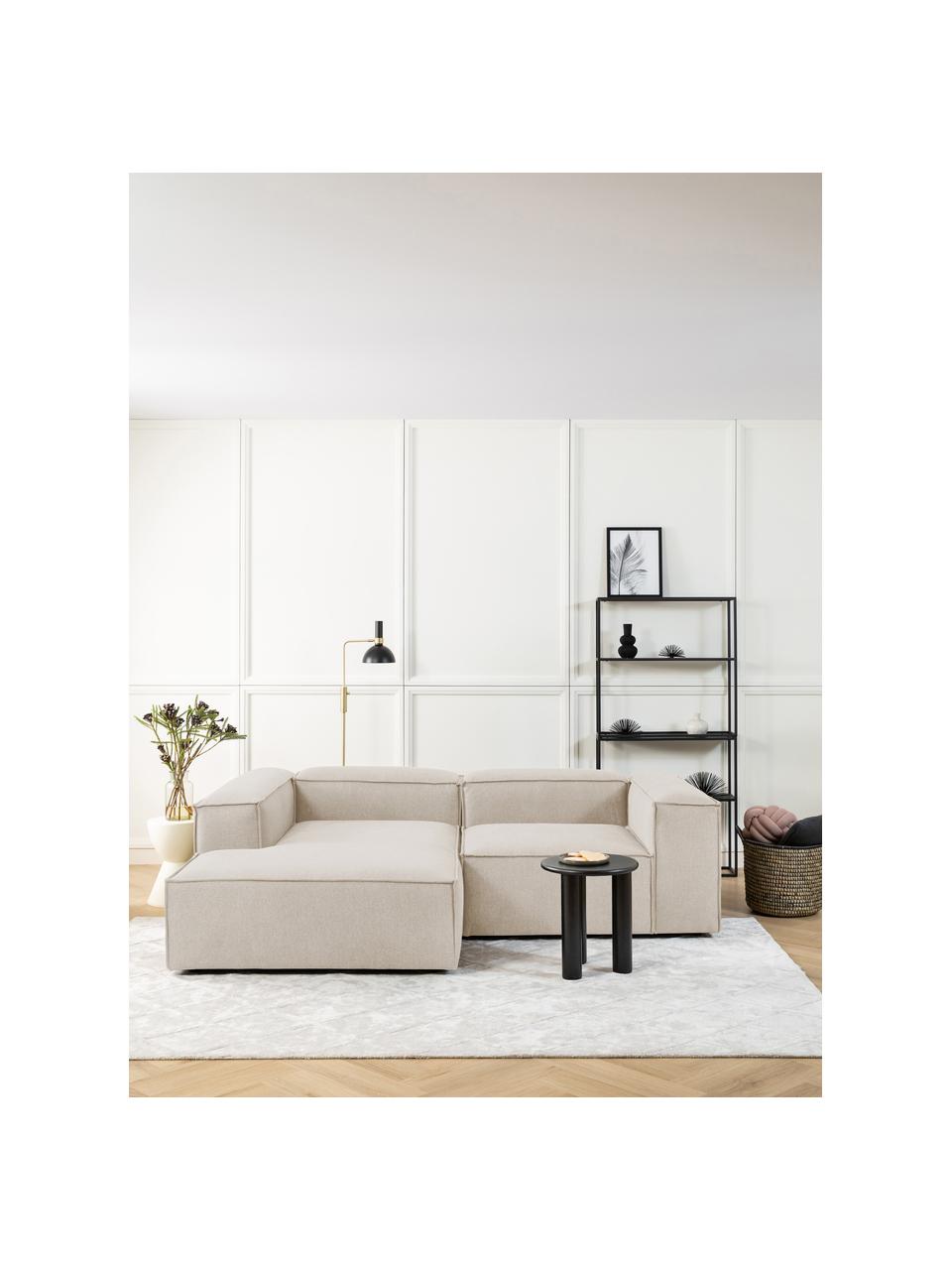 Szezlong modułowy Lennon, Tapicerka: 100% poliester Dzięki tka, Stelaż: lite drewno, sklejka, Nogi: tworzywo sztuczne, Beżowa tkanina, S 119 x G 180 cm, lewostronna