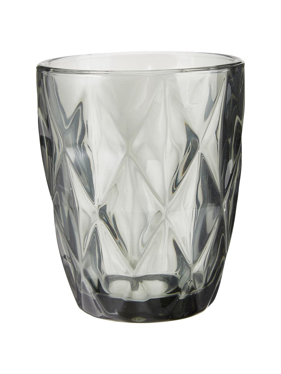 Bicchiere acqua con motivo in rilievo Colorado 4 pz, Vetro, Grigio trasparente, Ø 8 x Alt. 10 cm