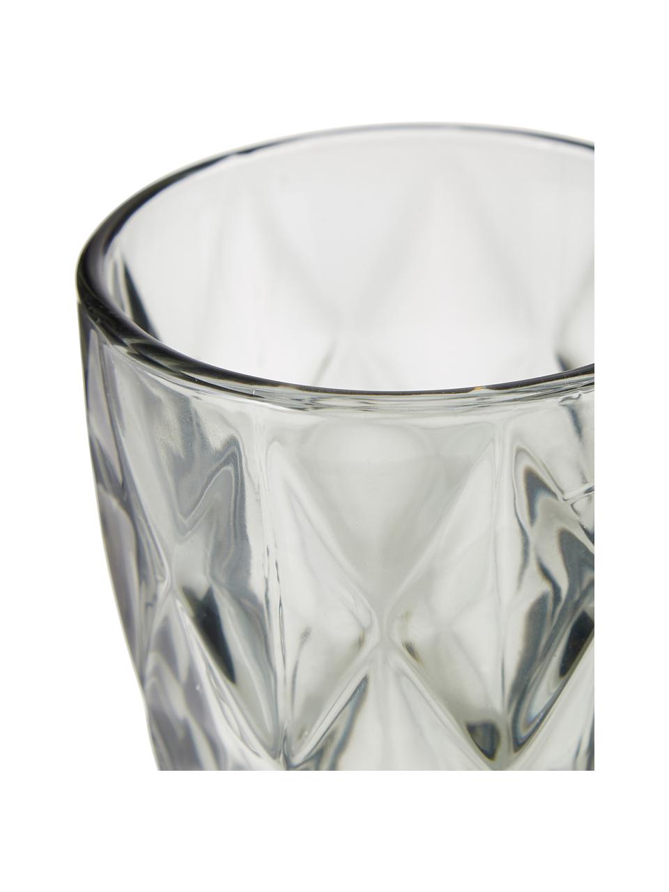 Waterglazen Colorado met structuurpatroon, 4 stuks, Glas, Grijs, transparant, Ø 8 x H 10 cm, 260 ml