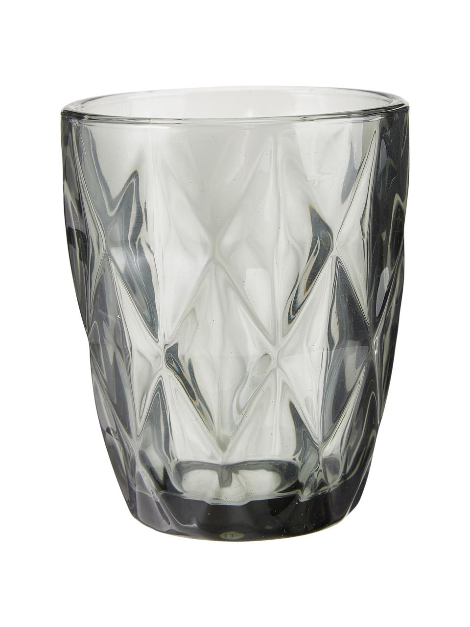 Verres à eau avec embossage décoratif Colorado, 4 pièces, Verre, Gris, Ø 8 x haut. 10 cm, 260 ml
