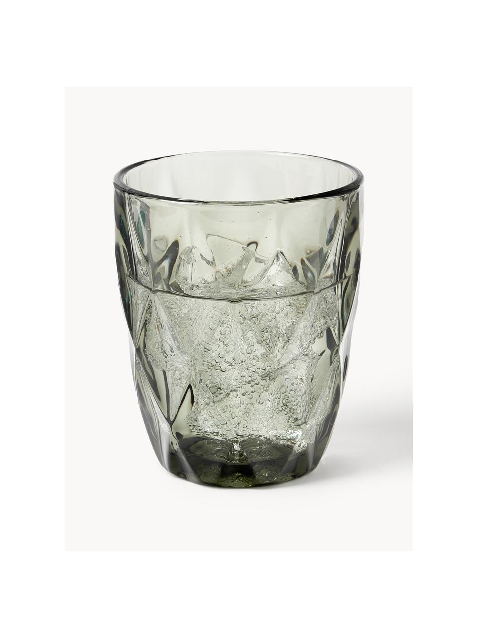 Verres à eau avec embossage décoratif Colorado, 4 pièces, Verre, Gris, Ø 8 x haut. 10 cm, 260 ml