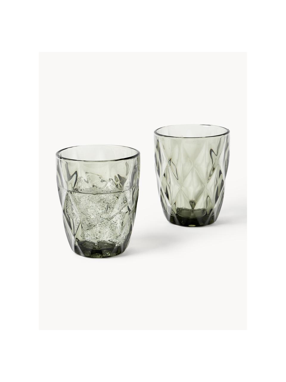 Vasos con relieve Colorado, 4 uds., Vidrio, Gris, transparente, Ø 8 x Al 10 cm, 260 ml