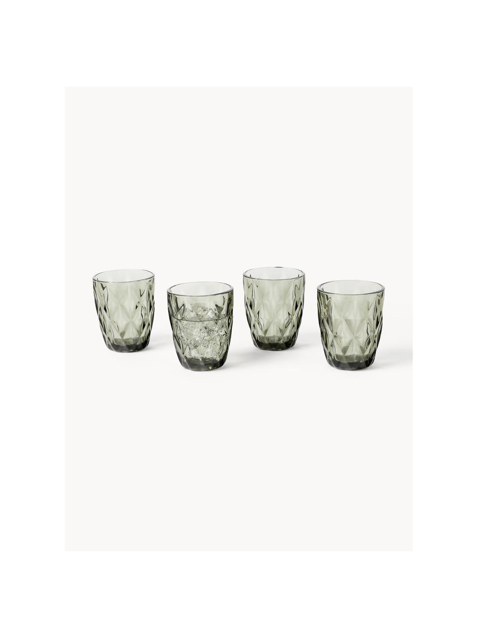 Verres à eau avec embossage décoratif Colorado, 4 pièces, Gris, Ø 8 x haut. 10 cm, 260 ml