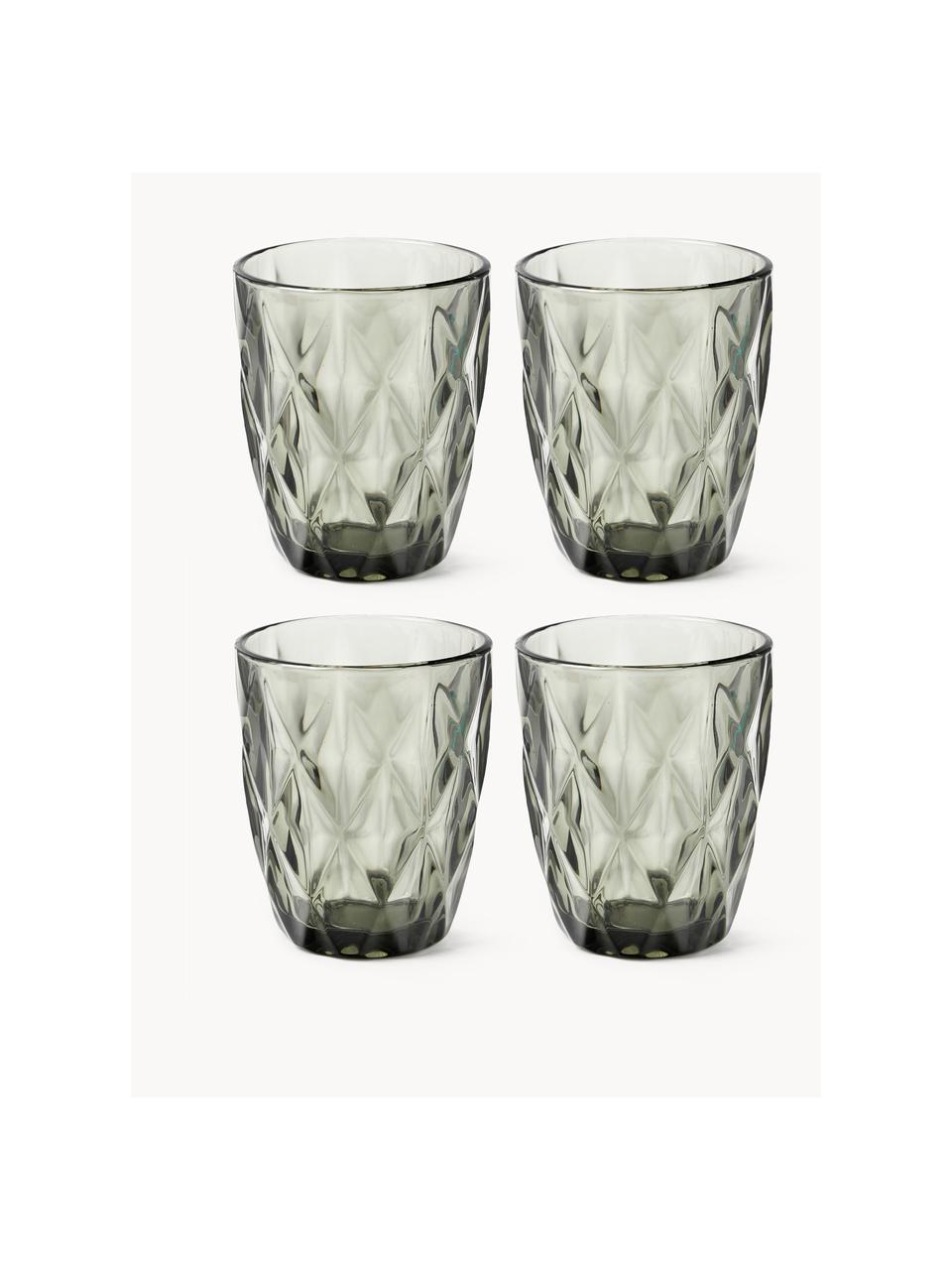 Verres à eau avec embossage décoratif Colorado, 4 pièces, Gris, Ø 8 x haut. 10 cm, 260 ml