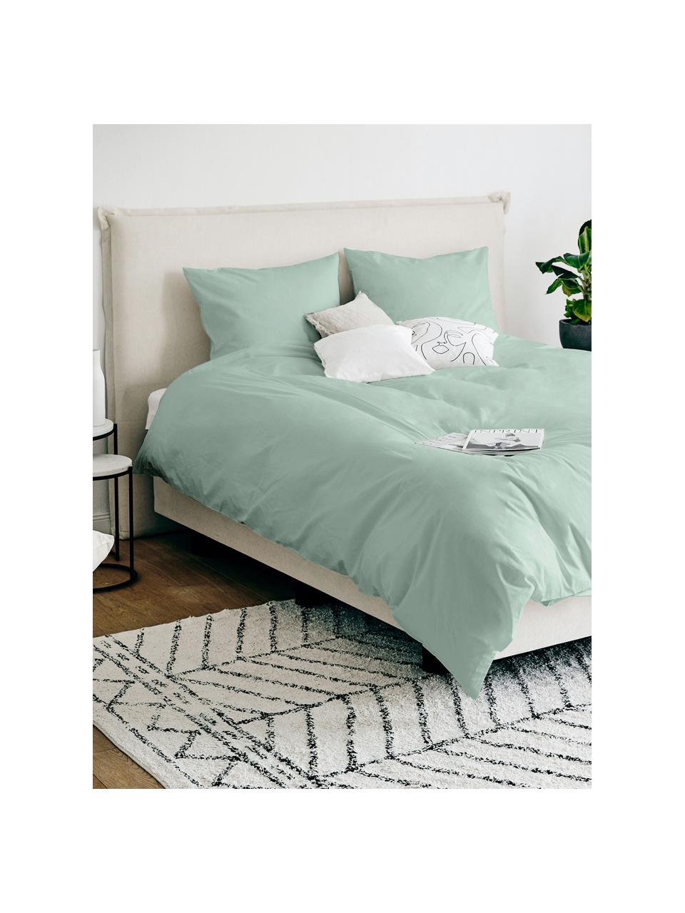 Funda nórdica de satén Comfort, Verde salvia, Cama 90 cm (150 x 200 cm)