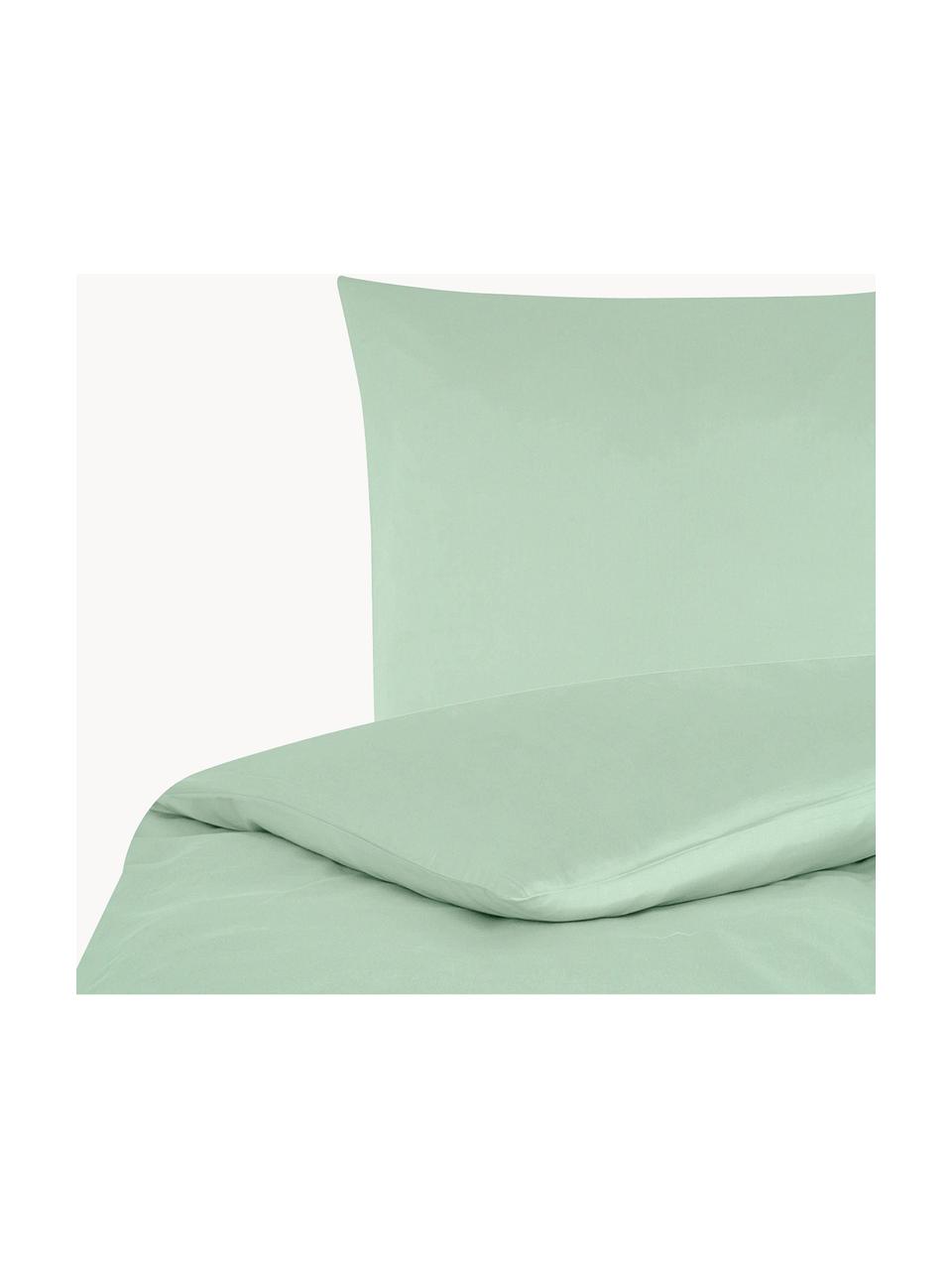 Funda nórdica de satén Comfort, Verde salvia, Cama 90 cm (150 x 200 cm)