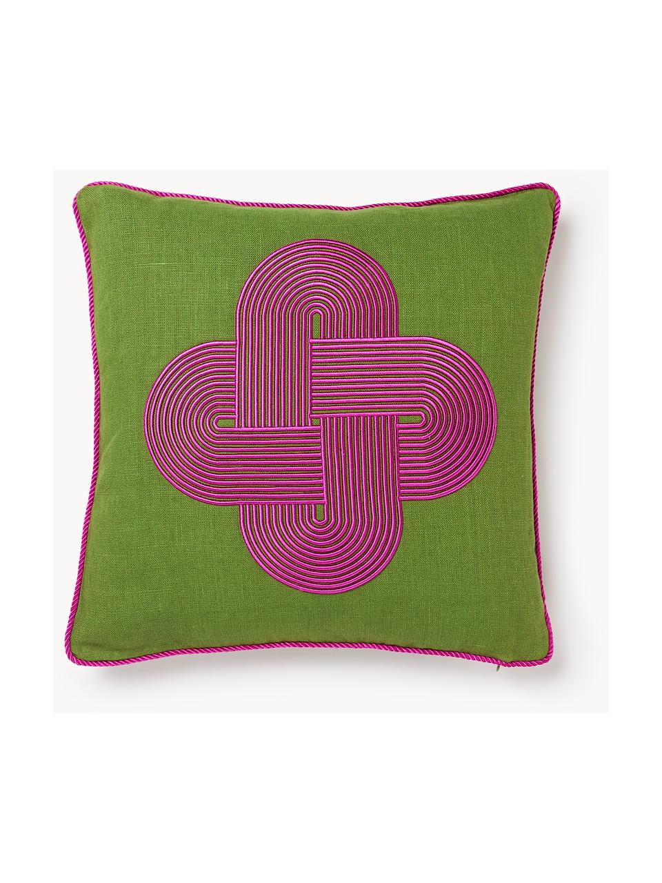 Leinen-Dekokissen Pompidou, Bezug: 100 % Leinen, Grün, Pink, B 45 x L 45 cm