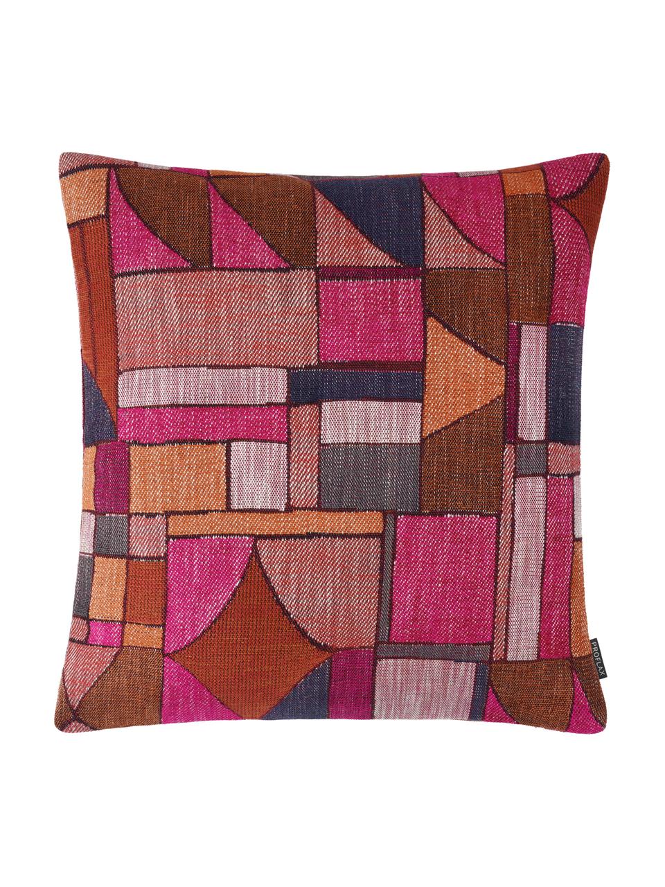 Kussenhoes Morris met abstract patroon, 64% viscose, 19% katoen, 11% linnen, 6% polyester, Roze, multicolour, 40 x 40 cm