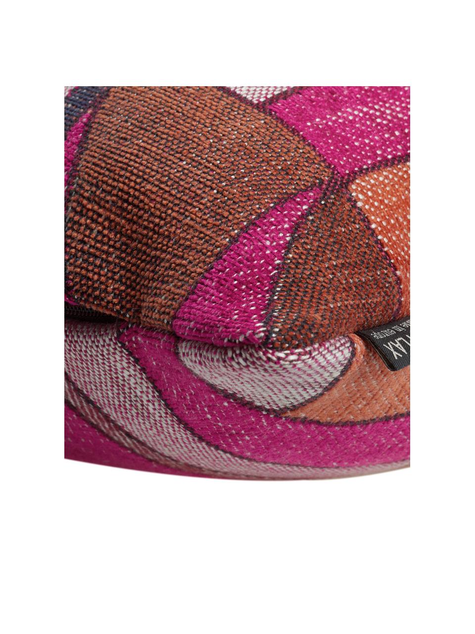 Kissenhülle Morris mit abstraktem Muster, 64% Viskose, 19% Baumwolle, 11% Leinen, 6% Polyester, Rosa, Mehrfarbig, 40 x 40 cm