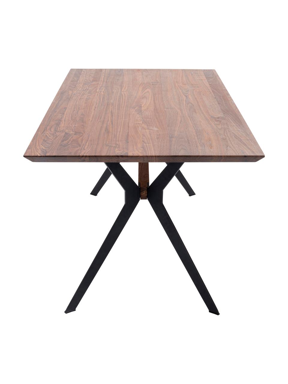 Tavolo in legno di noce Downtown, Gambe: acciaio verniciato a polv, Legno di noce, Larg. 180 x Prof. 90 cm