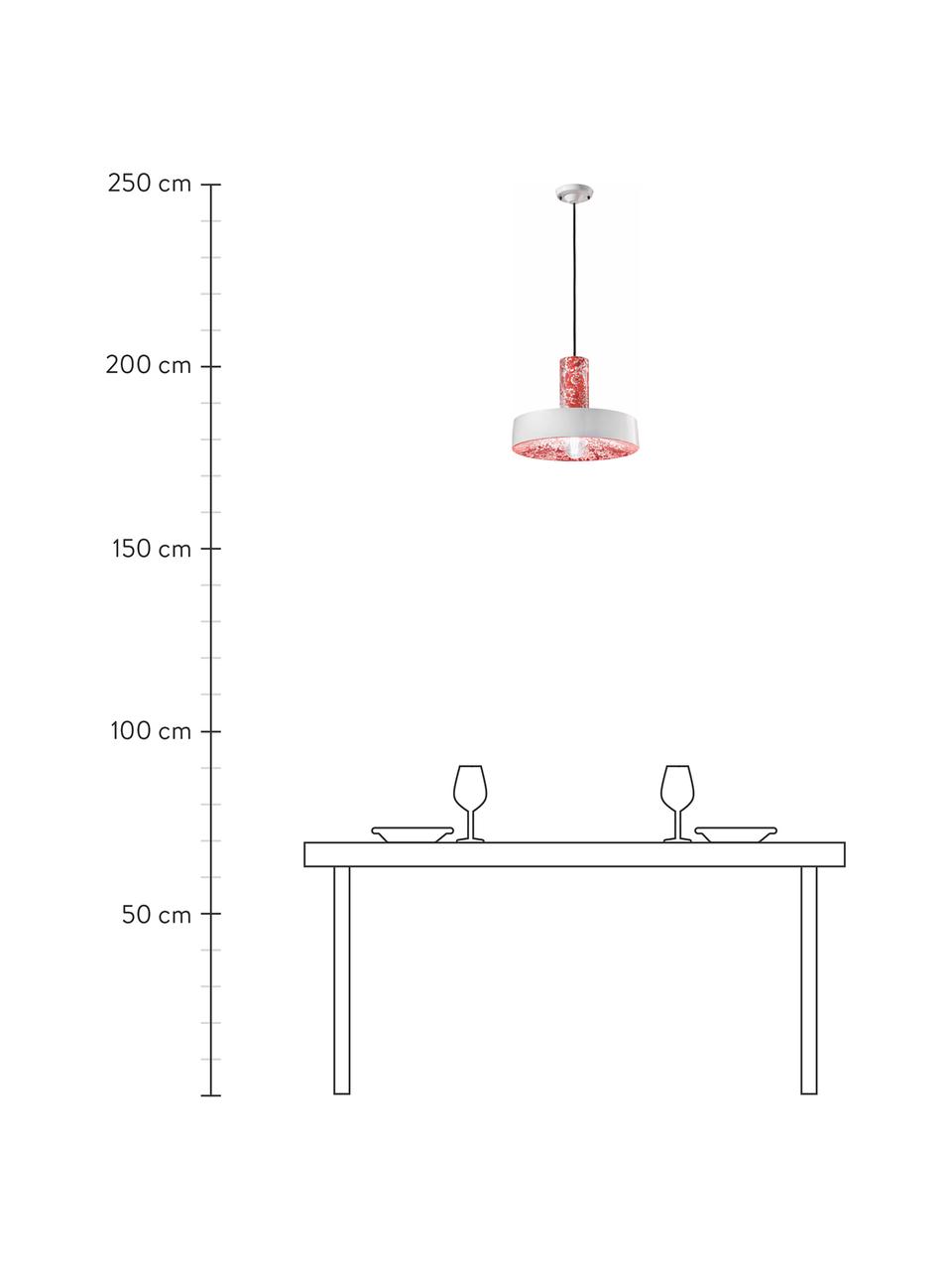 Hanglamp Pi, Lampenkap: keramiek, Baldakijn: keramiek, Rood, wit, Ø 35 x H 26 cm