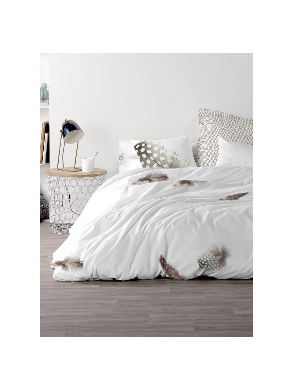 Housse de couette en coton Light, Blanc, gris, brun, larg. 240 x long. 220 cm