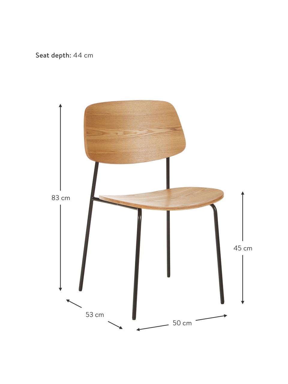 Chaise en bois Nadja, 2 pièces, Bois clair, larg. 50 x prof. 53cm