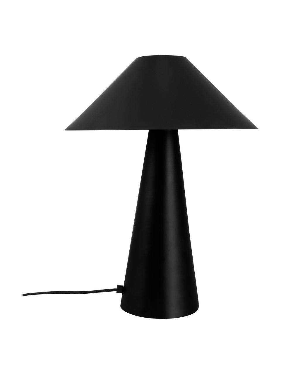 Design tafellamp Cannes in zwart, Lampenkap: gecoat metaal, Lampvoet: gecoat metaal, Zwart, Ø 30 x H 47 cm