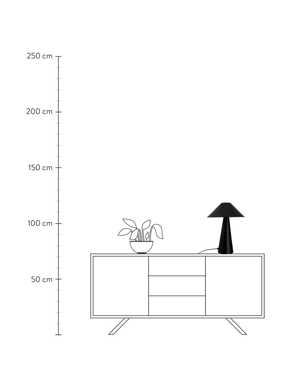 Lampada da tavolo di design Cannes, Paralume: metallo rivestito, Base della lampada: metallo rivestito, Nero, Ø 30 x Alt. 47 cm
