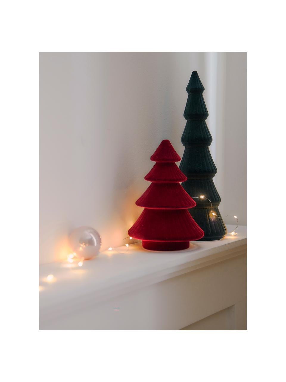 Fluwelen decoratief object Tree, MDF, polyester fluweel, Rood, Ø 14 cm, H 20 cm